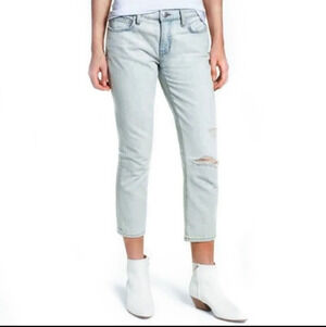 Current/Elliott Crop Straight Denim Blue Jeans 25
